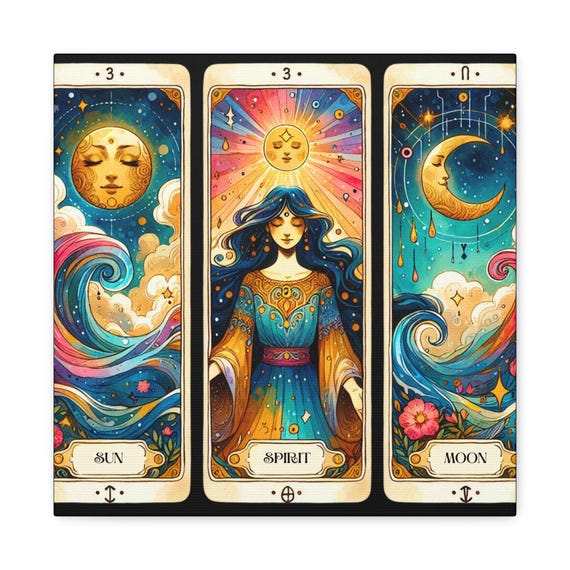 Spiritual Wall Decor, Mystical Home Accent, Tarot Card Inspired Art, 14x14