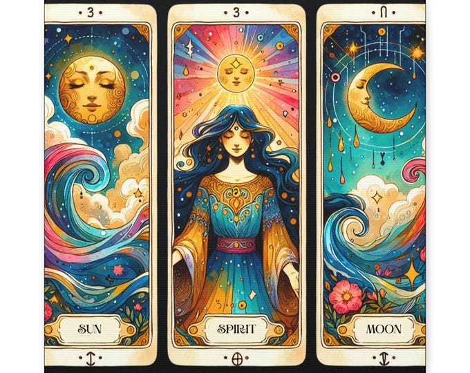 Spiritual Wall Decor, Mystical Home Accent, Tarot Card Inspired Art, 14x14