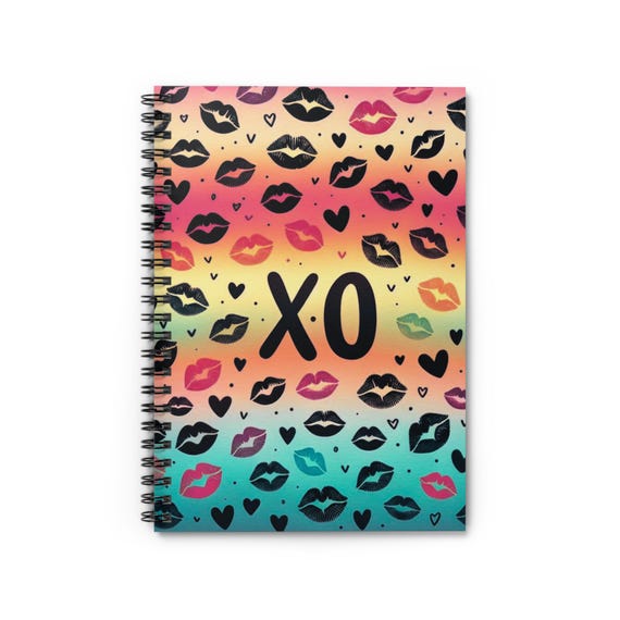 Tie Dye Spiral Notebook: XO Kiss Design, Back to School Journal