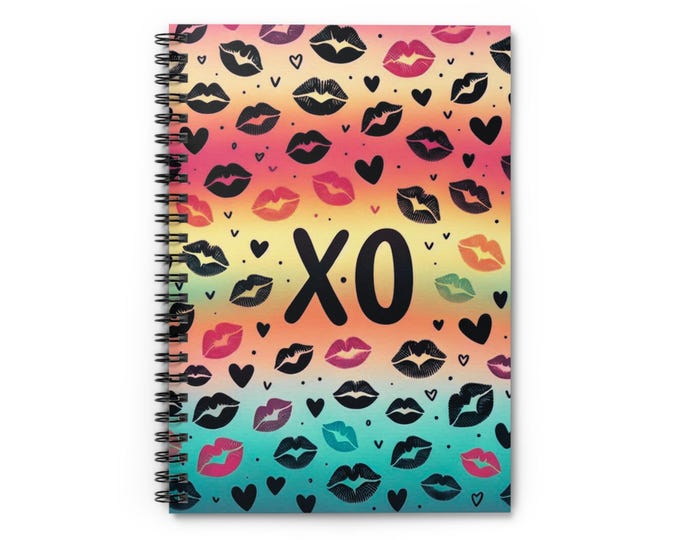 Tie Dye Spiral Notebook: XO Kiss Design, Back to School Journal