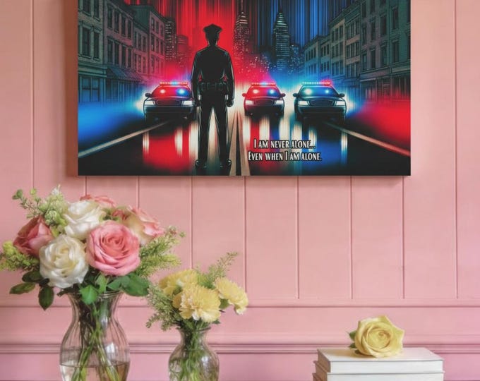 Blue Brotherhood Canvas: Law Enforcement Tribute, Inspirational Home Decor (30x15)