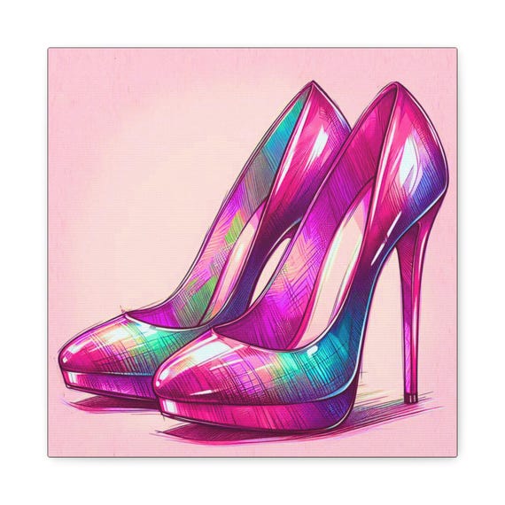 Modern Bedroom Accent, Stiletto Heels Portrait, 14x14