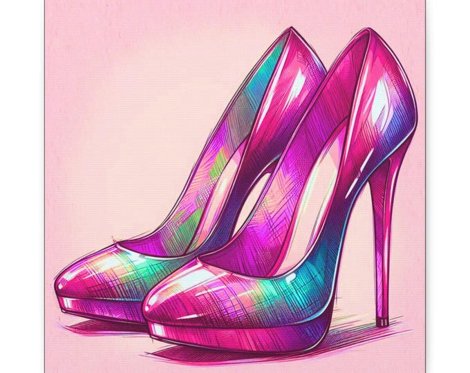 Modern Bedroom Accent, Stiletto Heels Portrait, 14x14