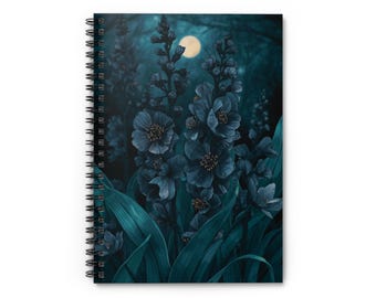 Juneberry Floral Notebook: Midnight Spring, Ruled Pages