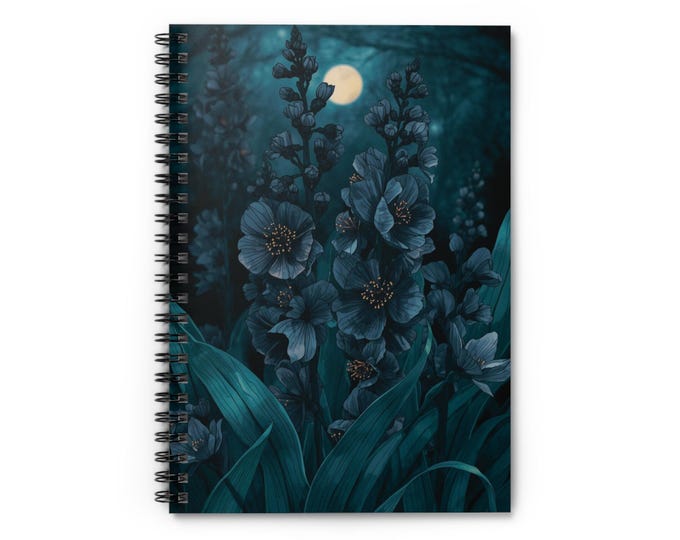 Juneberry Floral Notebook: Midnight Spring, Ruled Pages