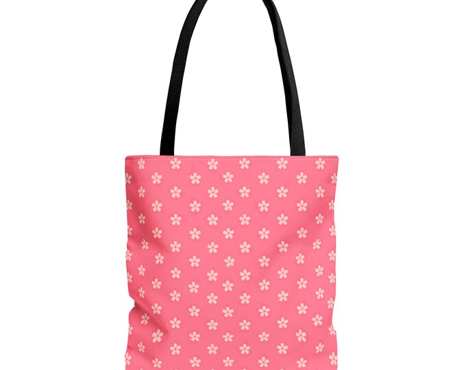 Sweetheart Daisy Pattern Tote Bag | Pretty Pastel Pink Shoulder Bag