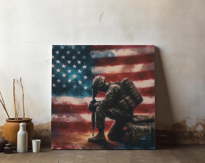 American Soldier Canvas Wall Art: Veteran Tribute, Military Home Decor