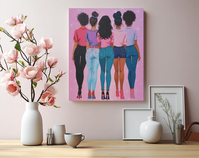 Soul Sisters Standing Together Abstract Matte Canvas