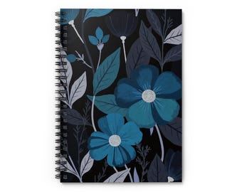 Blue Floral Pattern Spiral Notebook | Ruled Journal