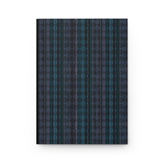 Matte Hardcover Journal: Teal & Grey Striped Notebook - Perforated Pages