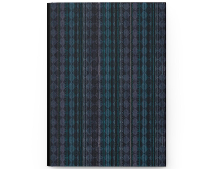 Matte Hardcover Journal: Teal & Grey Striped Notebook - Perforated Pages