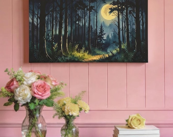 Moonlit Forest Canvas | Matte Stretched Canvas Wall Art