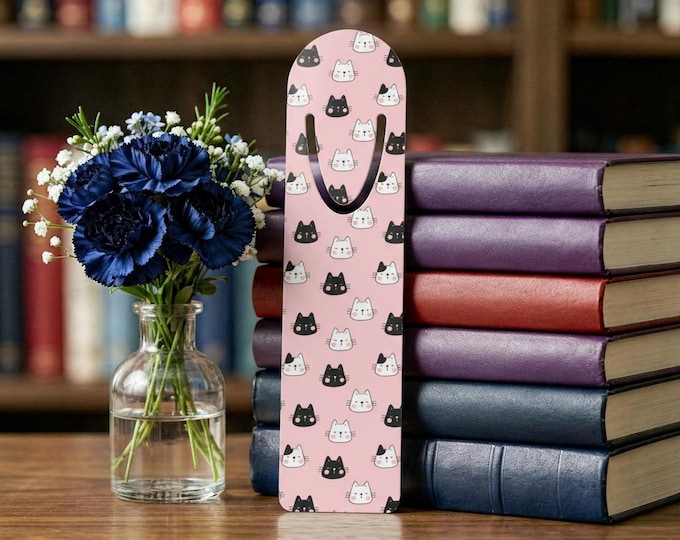 Pink Cat Face Bookmark | Playful Aluminum Reader's Gift