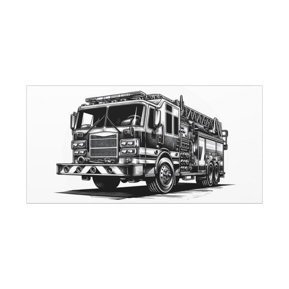 Fire Truck Canvas Wall Art: Firefighter Hero Decor (30x15 Canvas Only)