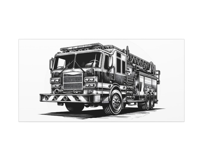Fire Truck Canvas Wall Art: Firefighter Hero Decor (30x15 Canvas Only)