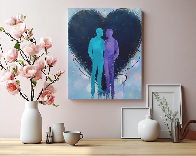 LGBTQ Lovers Reflected Abstract Matte Canvas Wall Artwork
