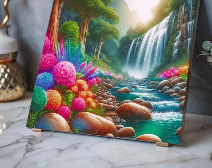 Whimsical Waterfall Landscape Acrylic Print | French Cleat Hanging