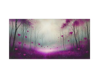 French Violet Romance Forest Matte Canvas Artwork