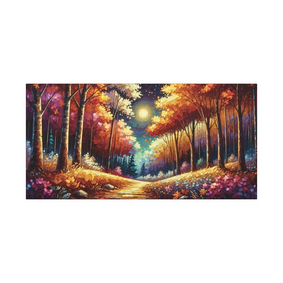 Autumn Forest Canvas Art: Colorful Landscape Wall Decor (30x15)