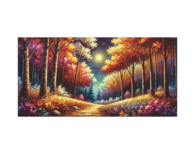Autumn Forest Canvas Art: Colorful Landscape Wall Decor (30x15)