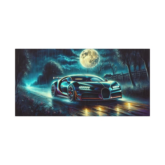 Retro Car Canvas Art: Dusk Adrenaline Desert Drive