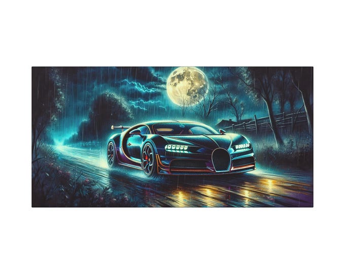 Retro Car Canvas Art: Dusk Adrenaline Desert Drive