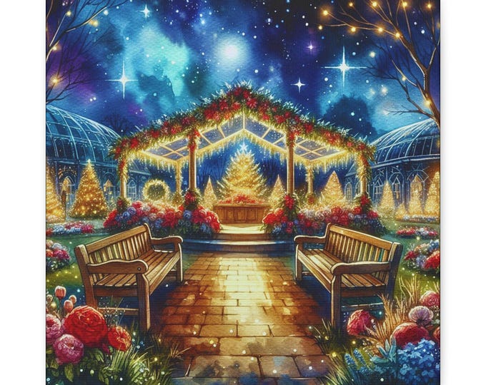 Festive Holiday Gazebo Christmas Abstract Matte Canvas Wall Artwork