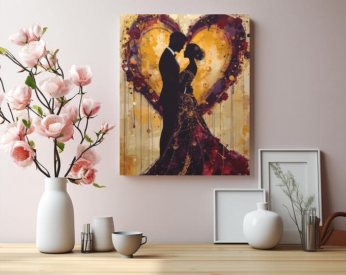 A Heart's Embrace Abstract Matte Canvas Wall Artwork