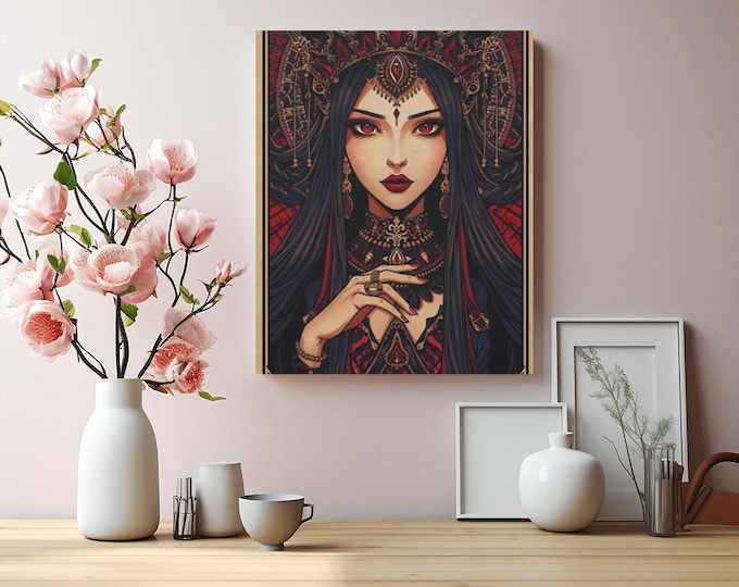 Gothic Vampire Canvas Art: Crimson Fantasy Wall Decor