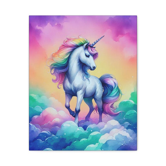 Unicorn Canvas Wall Art: Magical Bedroom Decor, 16x20