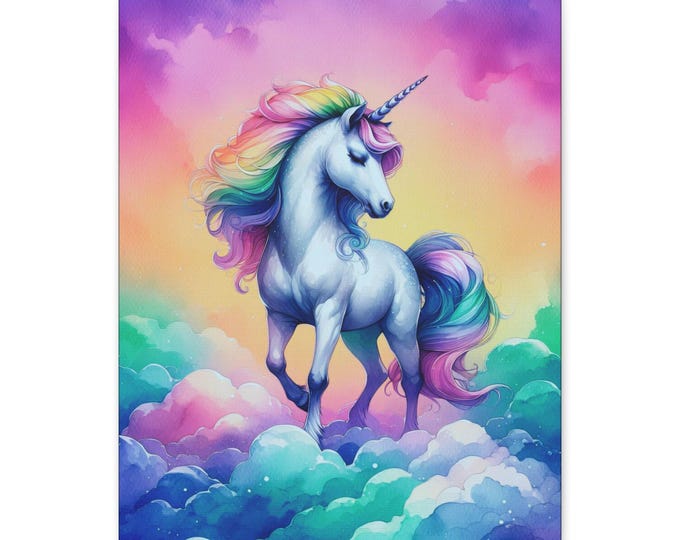 Unicorn Canvas Wall Art: Magical Bedroom Decor, 16x20