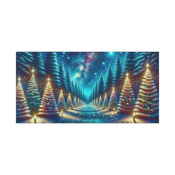 Christmas Tree Canvas Art: Winter Wonderland Holiday Decor (30x15)