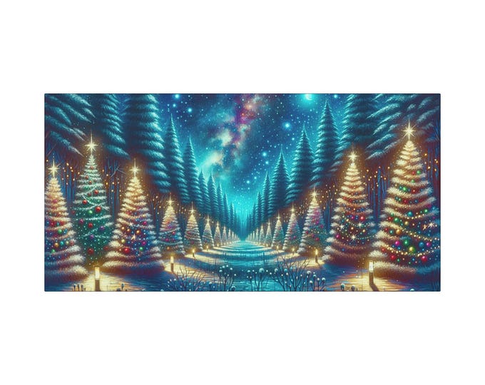Christmas Tree Canvas Art: Winter Wonderland Holiday Decor (30x15)