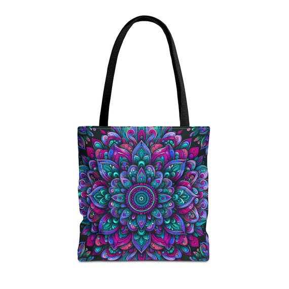 Mandala Floral Tote Bag: Reusable Shopping Bag, Eco-Friendly Polyester
