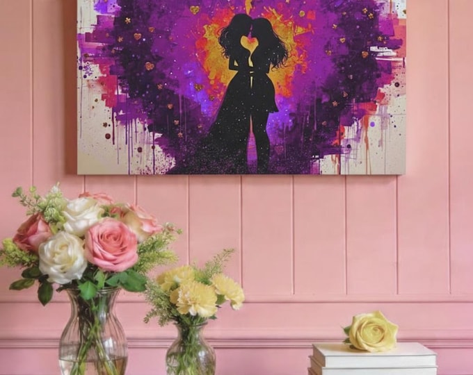 Magenta Rippled Kiss LGBTQ Abstract Matte Canvas Wall Artwork