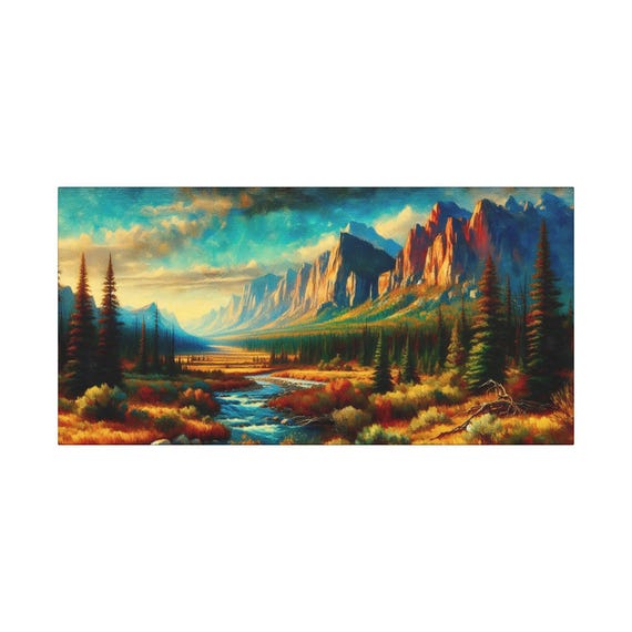 Solitude Canyon Canvas Wall Art: Rustic Home Decor (30x15)