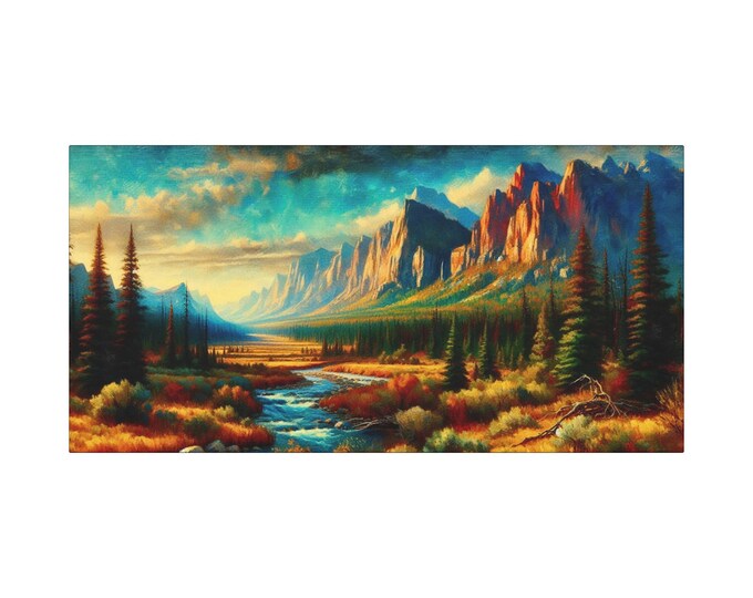 Solitude Canyon Canvas Wall Art: Rustic Home Decor (30x15)