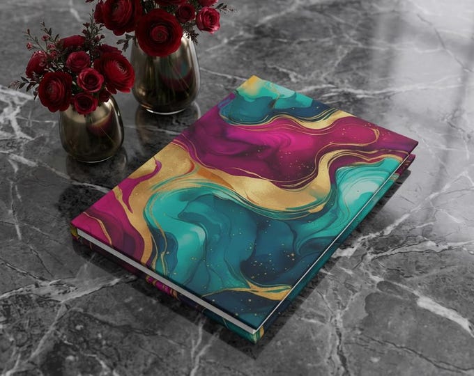 Marbled Hardcover Journal: Artistic Notebook with Ruled Lines
