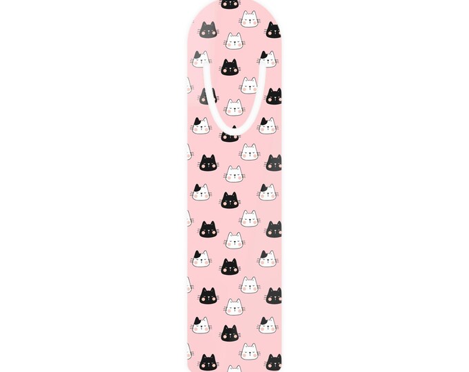 Pink Cat Face Bookmark | Playful Aluminum Reader's Gift