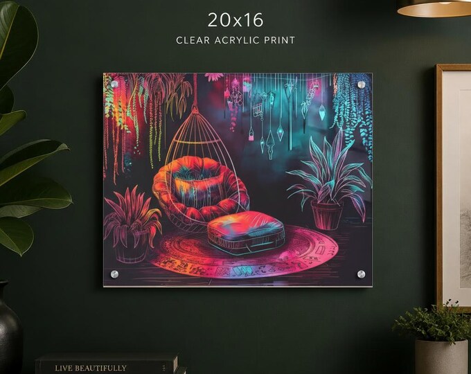 Neon Boho Lounge Acrylic Print | French Cleat Wall Art