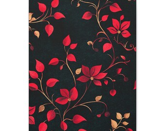Red Floral Canvas Wall Art, Botanical Home Decor (16x20)