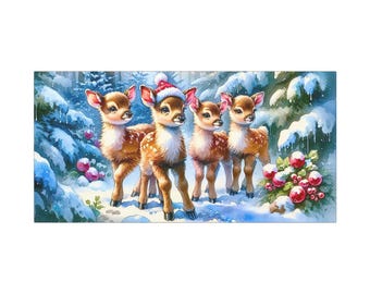 Winter Wonderland Deer Canvas: Holiday Home Decor (30x15)
