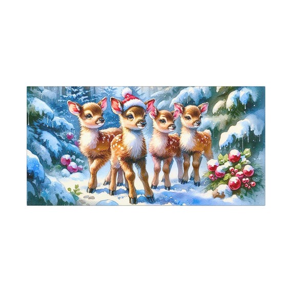 Winter Wonderland Deer Canvas: Holiday Home Decor (30x15)