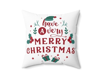 Christmas Square Pillow: Festive Holiday Couch Decor (16x16)