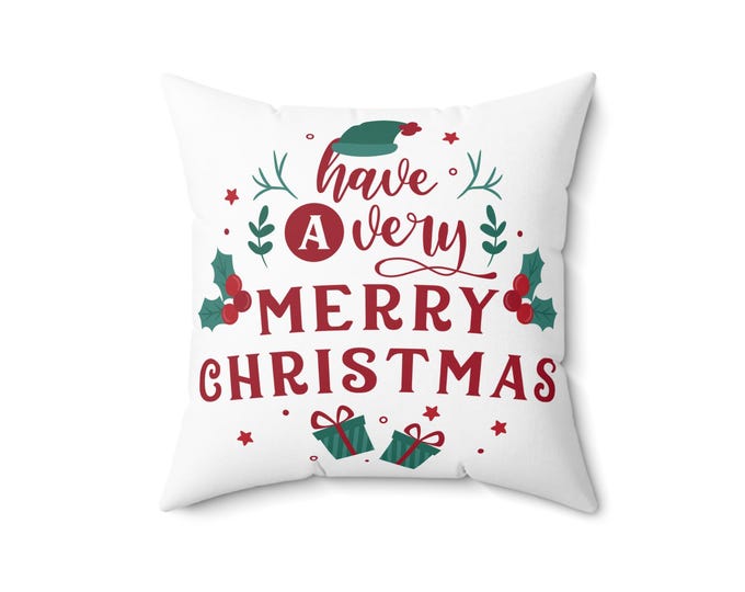 Christmas Square Pillow: Festive Holiday Couch Decor (16x16)