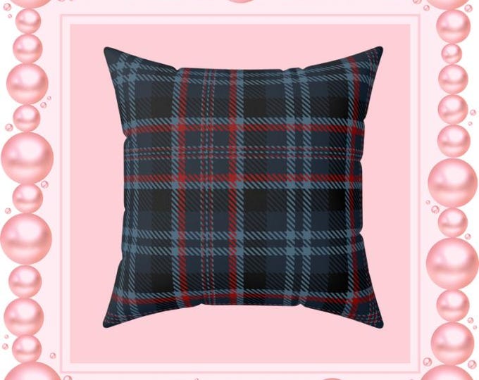 Plaid Throw Pillow: Cozy Spun Polyester Cushion (16x16)