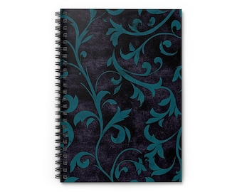 Teal Vine Flourish Spiral Notebook | Ruled Journal