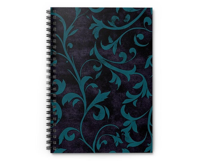 Teal Vine Flourish Spiral Notebook | Ruled Journal