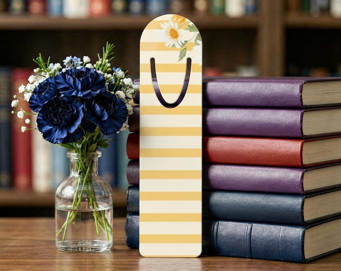 Yellow Striped Daisy Bookmark | Floral Metal Page Marker