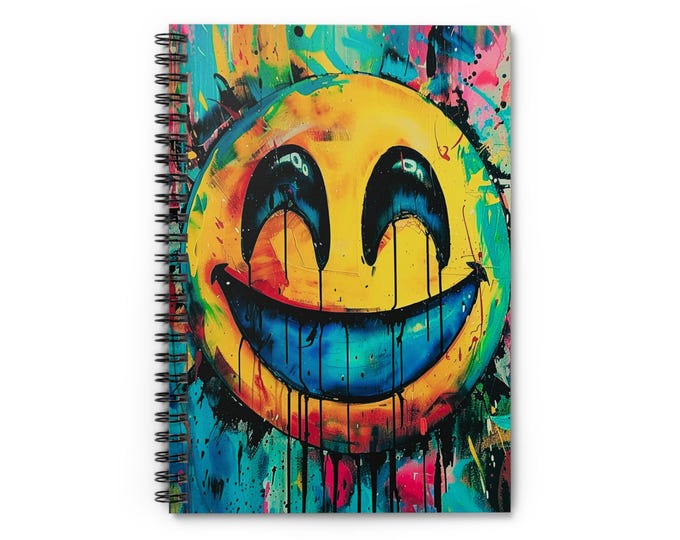Dripping Graffiti Smiley Spiral Notebook | Ruled Journal